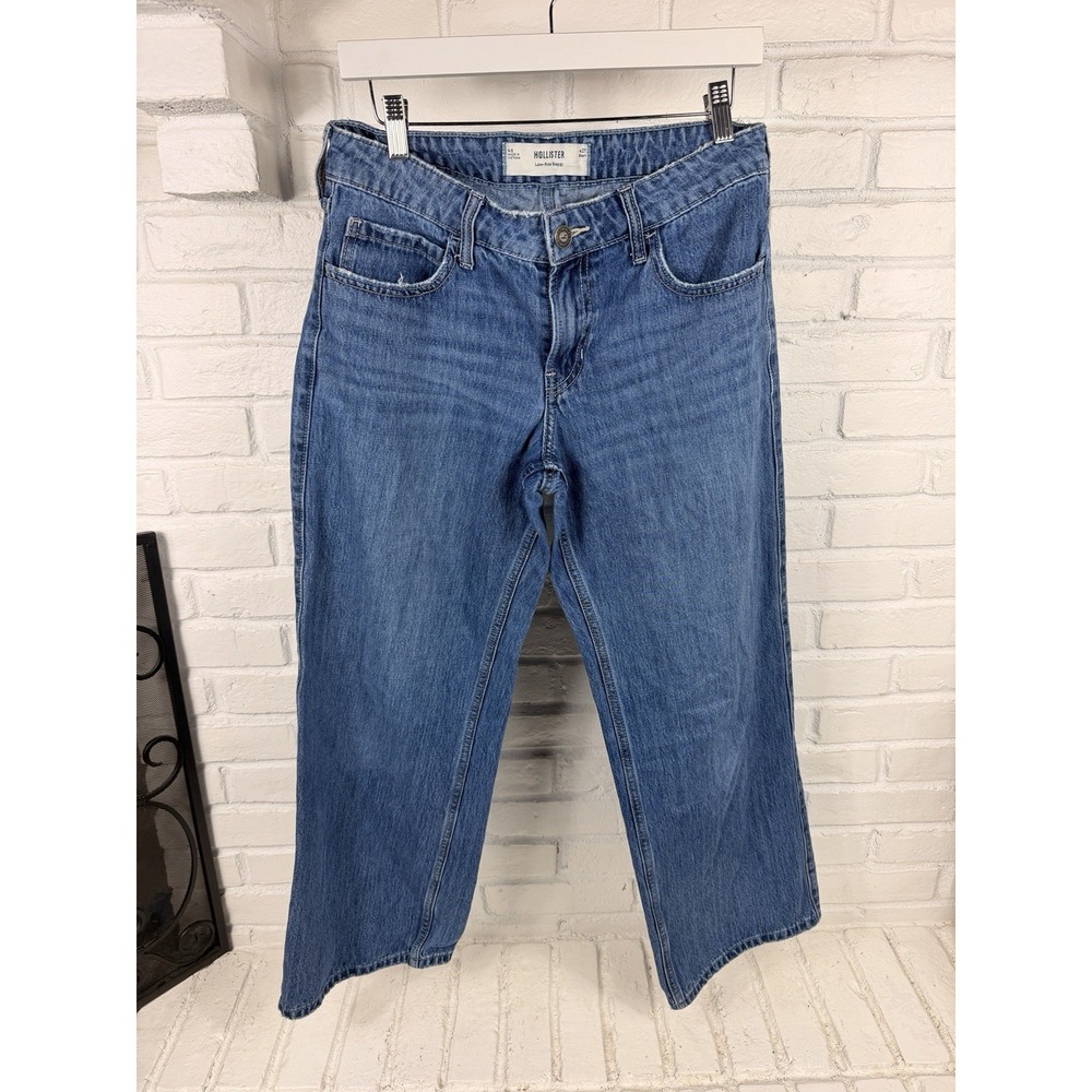 Hollister Womens 4S W27 Low Rise Baggy Jeans Blue Wide Leg Y2K Style